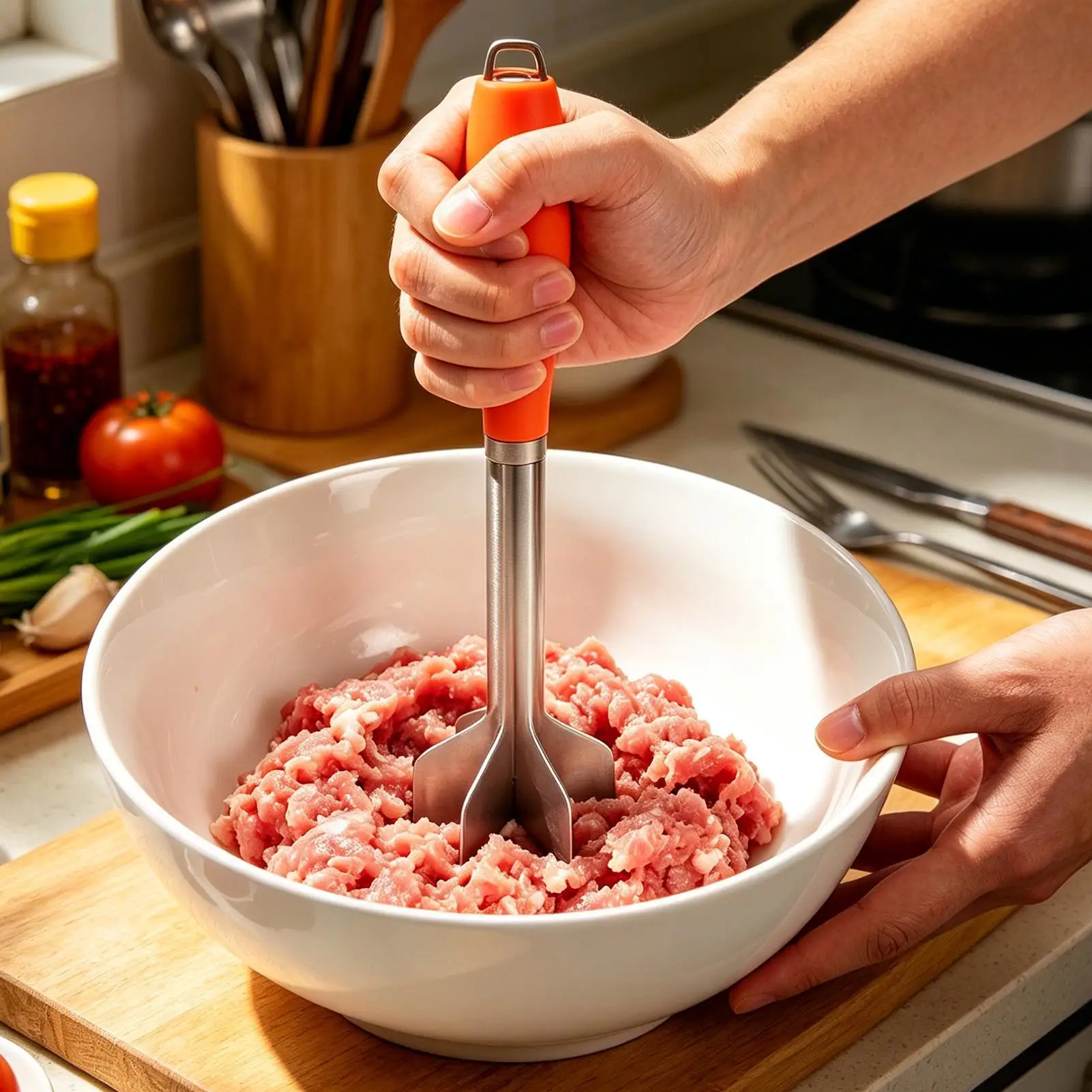 Meat Chopper Tool Press Tenderizer Food Kitchen Guacamole Masher Potato Poultry Hamburger Grinder Restaurant Cooking Gadget