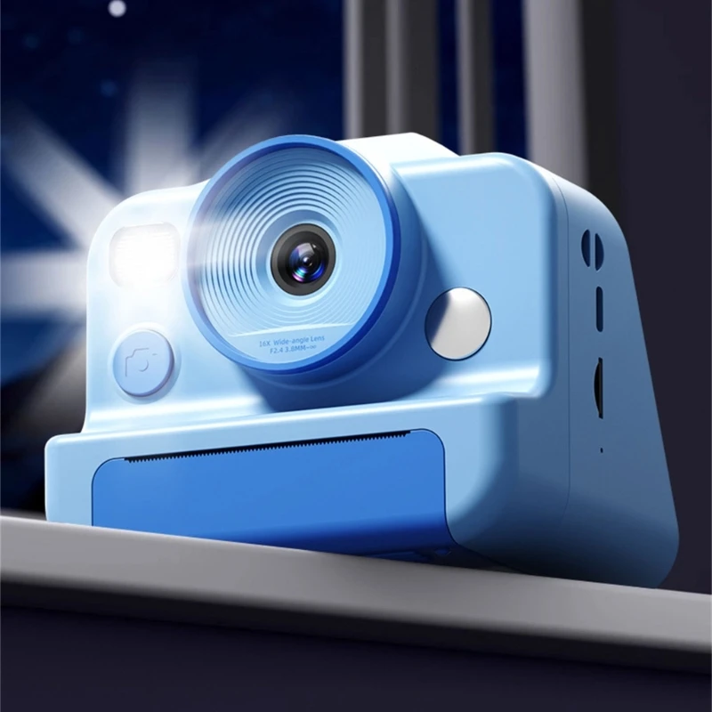 Câmera infantil com impressora fotográfica instantaneamente, gravação de vídeo 1080P, tela IPS de 2,4 polegadas, cartão de 32 GB, ABS seguro para presente de crianças