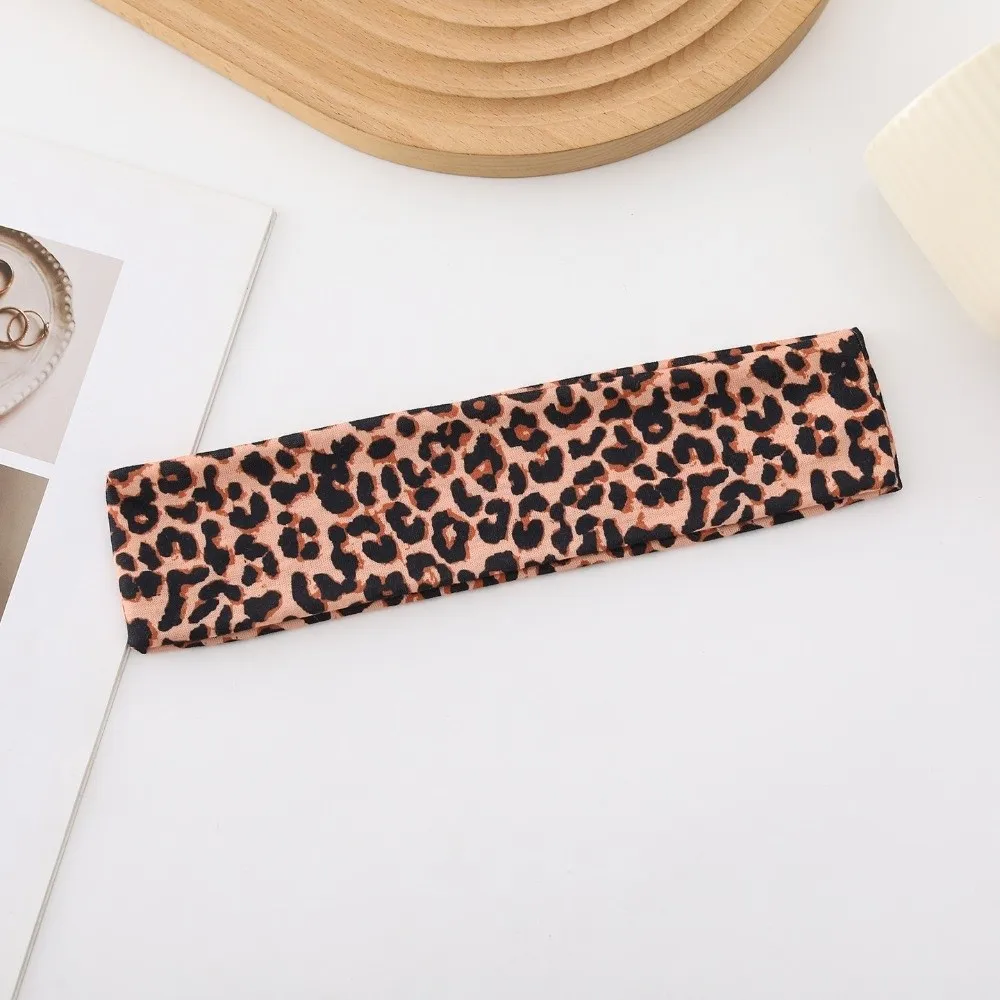 New High Elasticity Leopard Print Headband Wide-brimmed Breathable Sports Headband Sweat Absorbing Yoga Headband Yoga