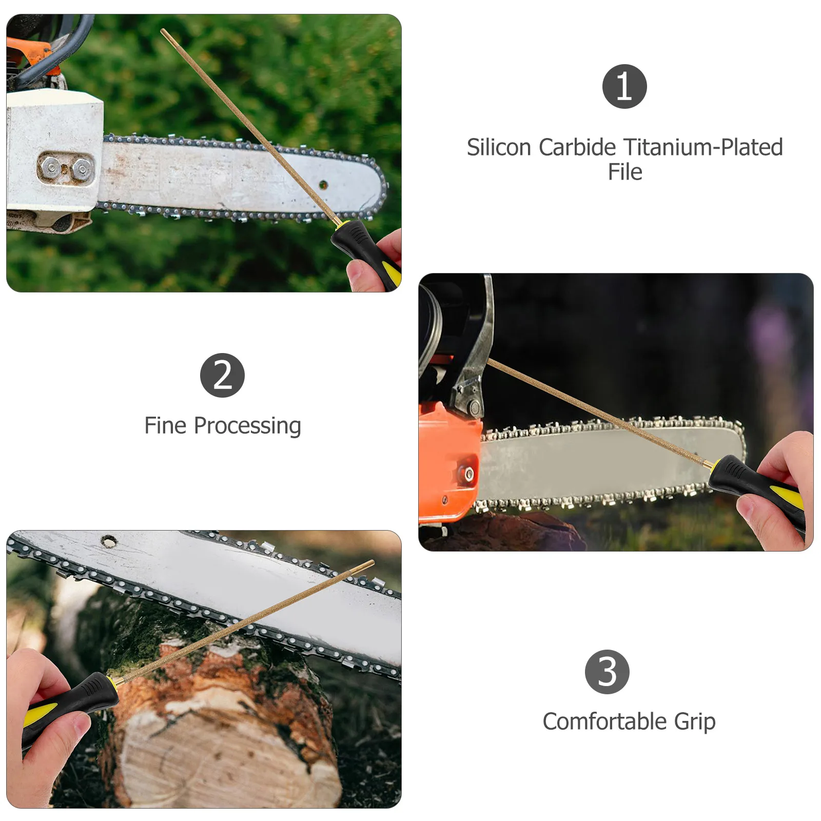 4.0MM Chainsaw File Round Sharpener Plastic Handle Rasp Polishing Grind Electric Chainsaw Supply Accessories Work Efficient