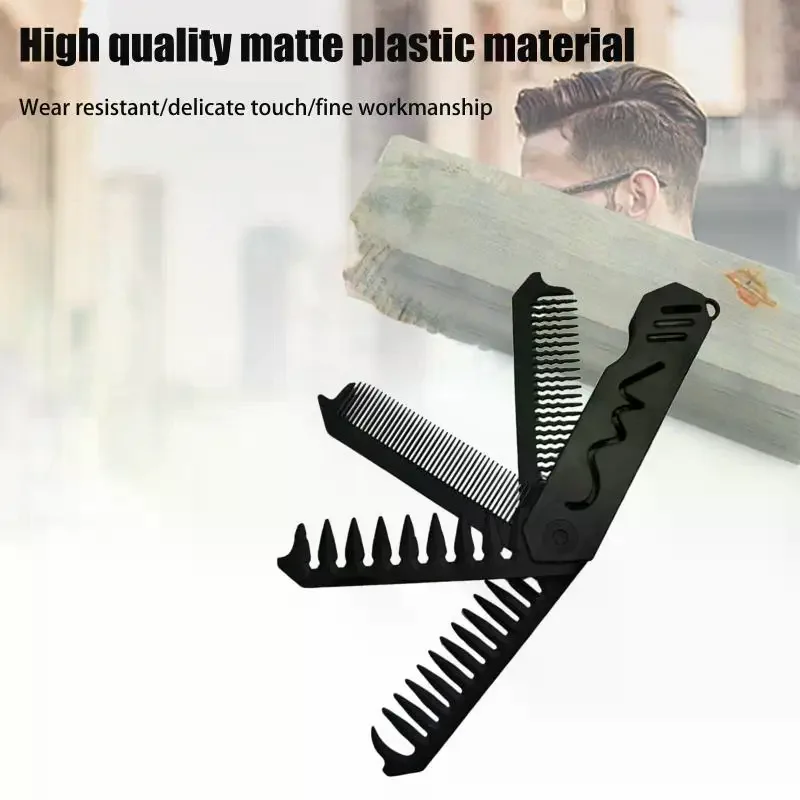 Barber Hair Clipper Folding Combs Multifuncional Plastic Wide Tooth Oil Head Comb Beard Combing Three/Four In One Styling Tools