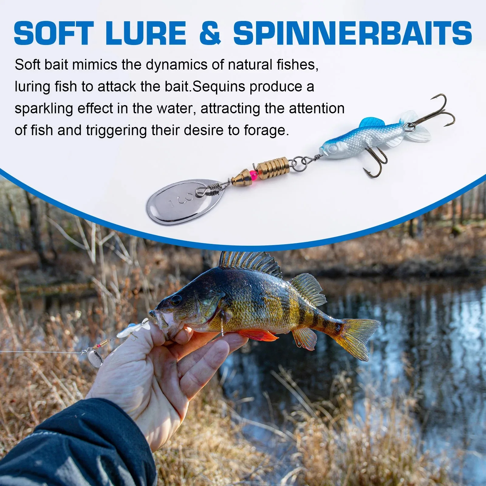 Goture Spinnerbait con cuchilla metálica y vinilo suave realista