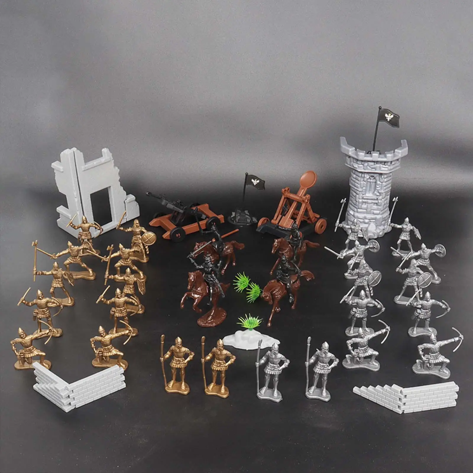 อัศวินฟิกเกอร์ทหารยุคกลาง Playset อาคารปราสาทสําหรับคอลเลกชัน