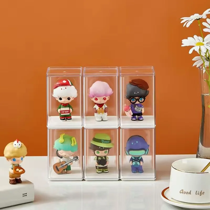 

6PCS Dustproof Acrylic Doll Display Storage Box Model Toys Blind Box Display Rack Transparent Storage Case Bedroom Organizer