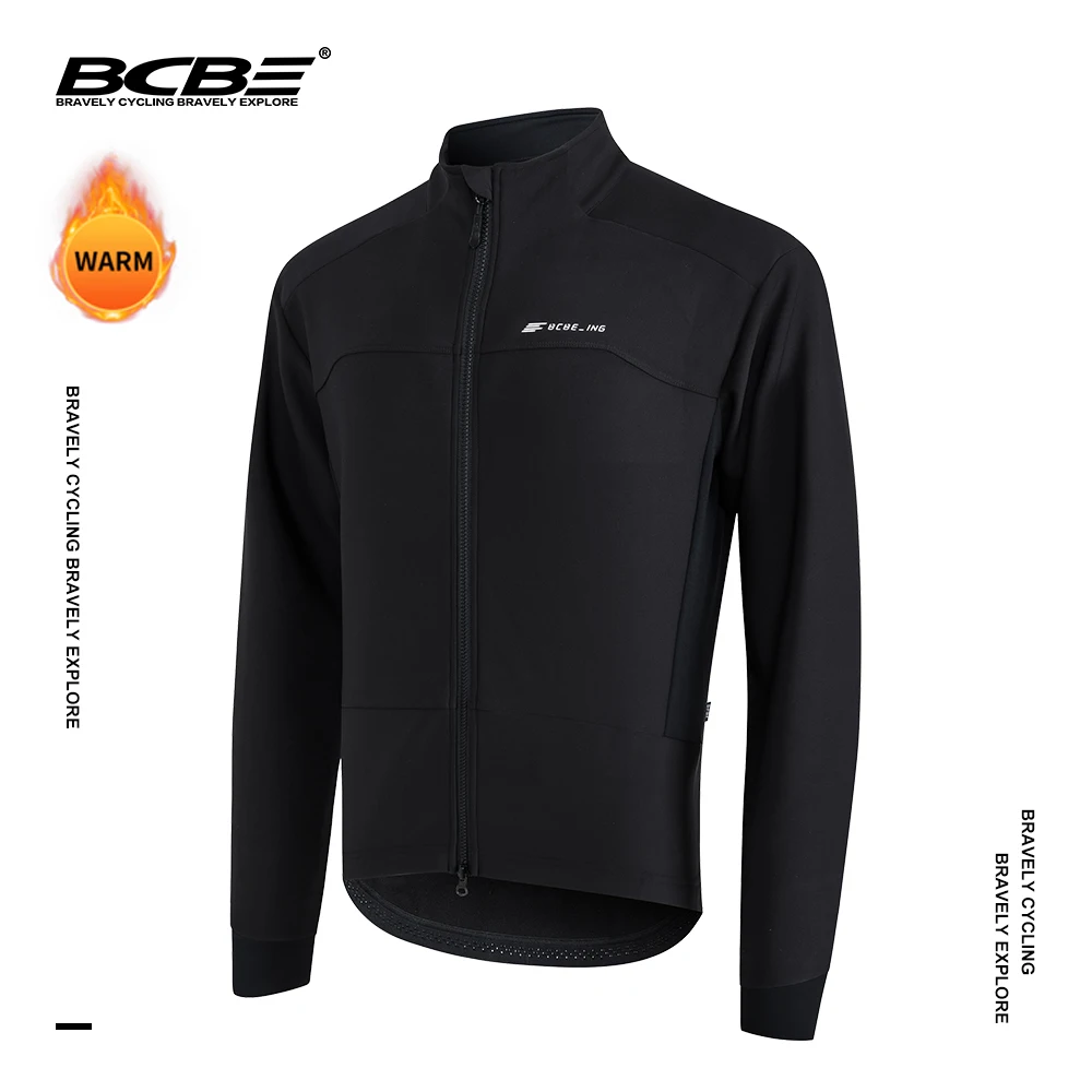 BCBE Winter Cycling Jacket Men Thermal Fleece Cycling Coat Long Sleeve Pro Warm Soft Bicycle Jacket WindProof Jersey For 5~10 ℃