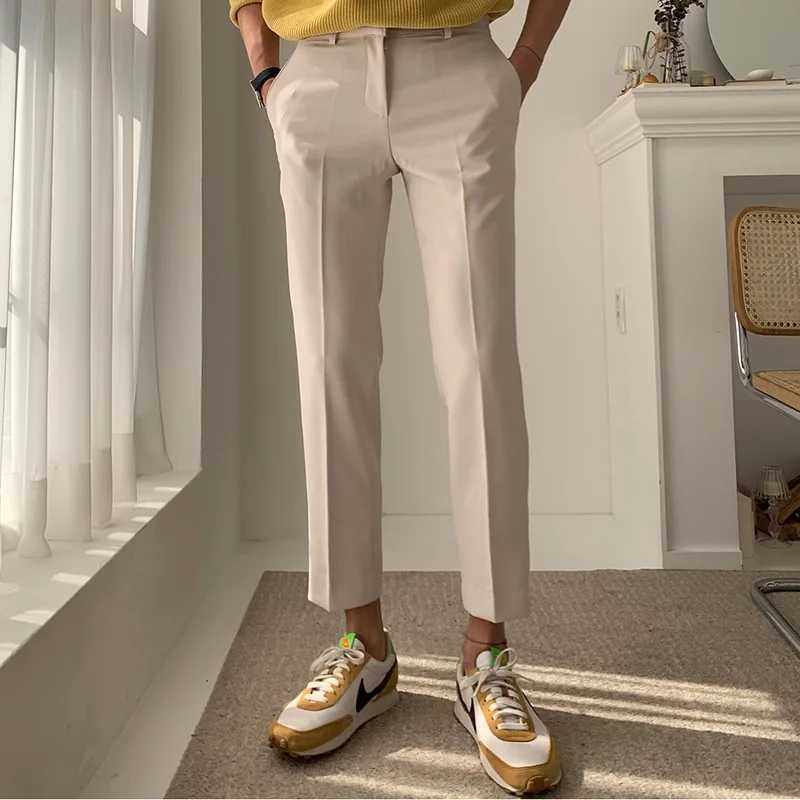 

Men's Faion Straight Leg Casual Pants Summer New Sle Loose Fit Faionable Nine-Piece Pants Korean Version Youthful Energy