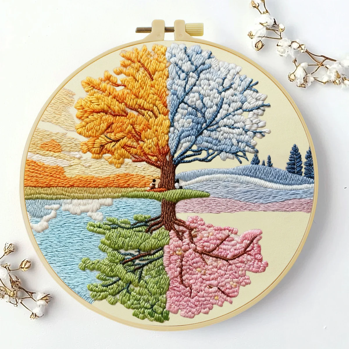 1 Stück 20X20CM/15X15CM 7,87/6,3 Zoll Baum-Stickerei-Starter-Kit DIY-Kit DIY-Stickerei-Set Handarbeiten Malerei – Detail 1