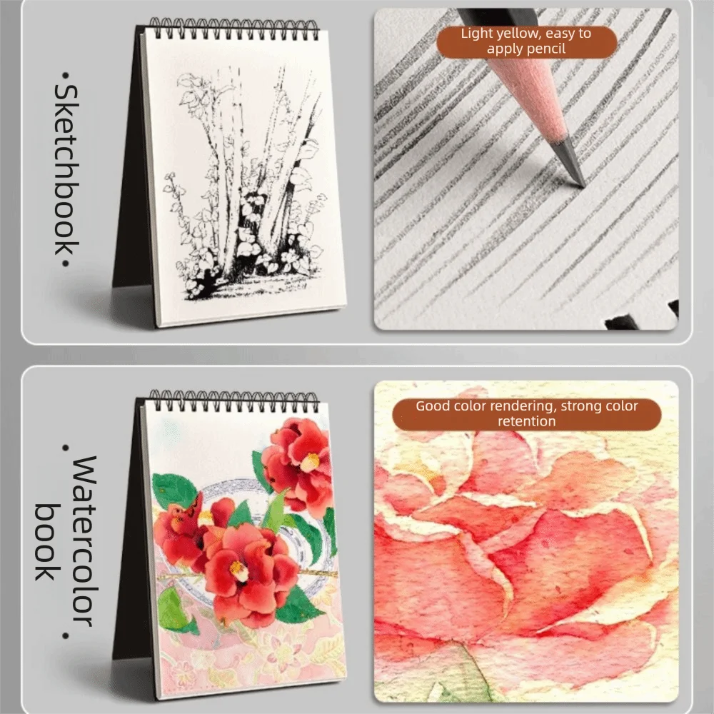 Portable Up Turning Loose-Leaf Sketchbook Taking Notes A4 A5 A6 8K 16K Memo Notepad Diary Journal Sketch Paper Book Students