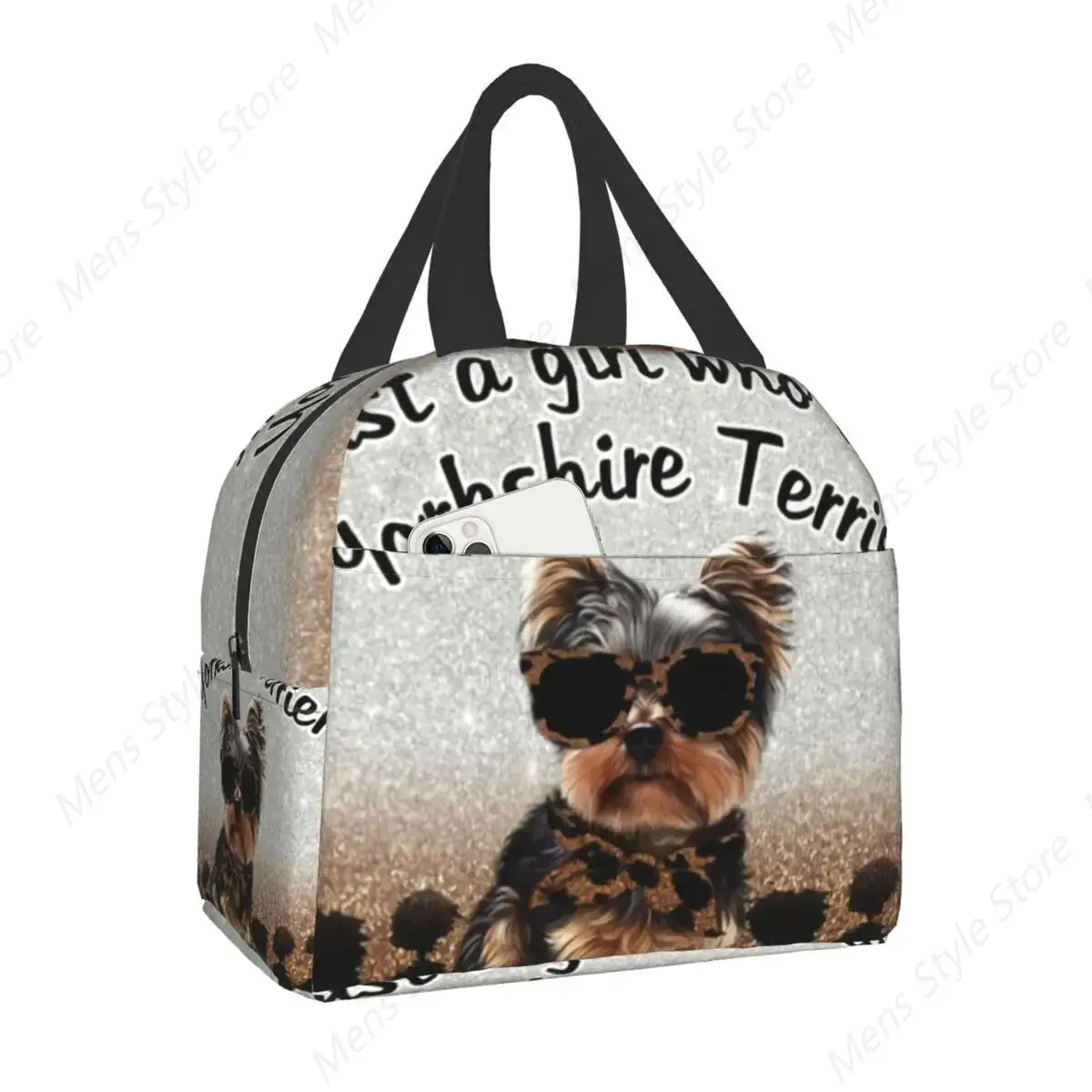 Just A Girl Who Loves Yorkies Thermal Insulated Lunch Bag Yorkshire Terrier Resuable Lunch Container Multifunction Food Box