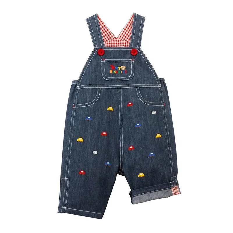 Summer Boys and Girls\' Casual Pants Cartoon  Bear Car Embroidery Denim  Capri Pant Kids Overalls Pantalones  Jean Jumpsuit