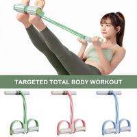 4-Tube Pedal Tensioner Elastic Pull Rope Puller Resistance Band Fitness Equipment for Abdomen Waist Arm Training Device