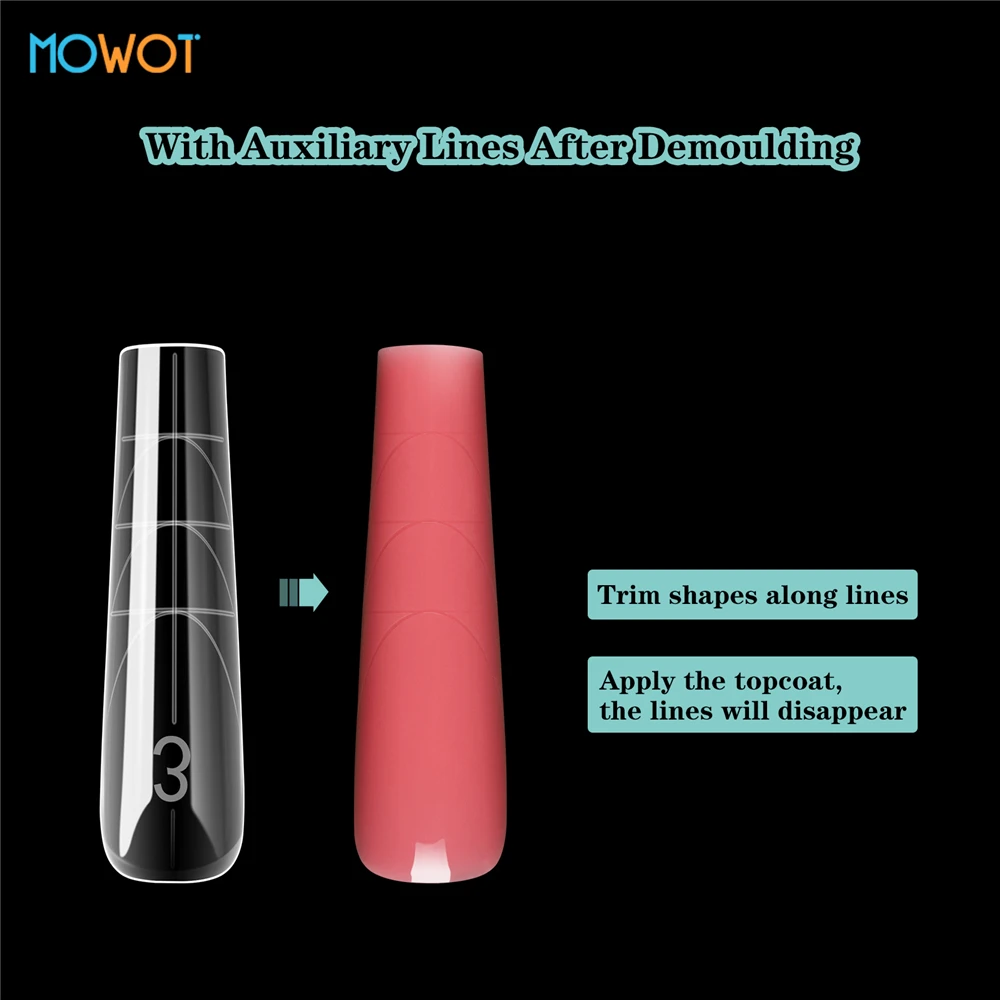 MOWOT 150 قطعة/صندوق مسمار أشكال مزدوجة 15 أحجام بناء سريع UV جل أظافر أكريليك قوالب غطاء كامل قابلة لإعادة الاستخدام تمديد مسمار أشكال علوية #6