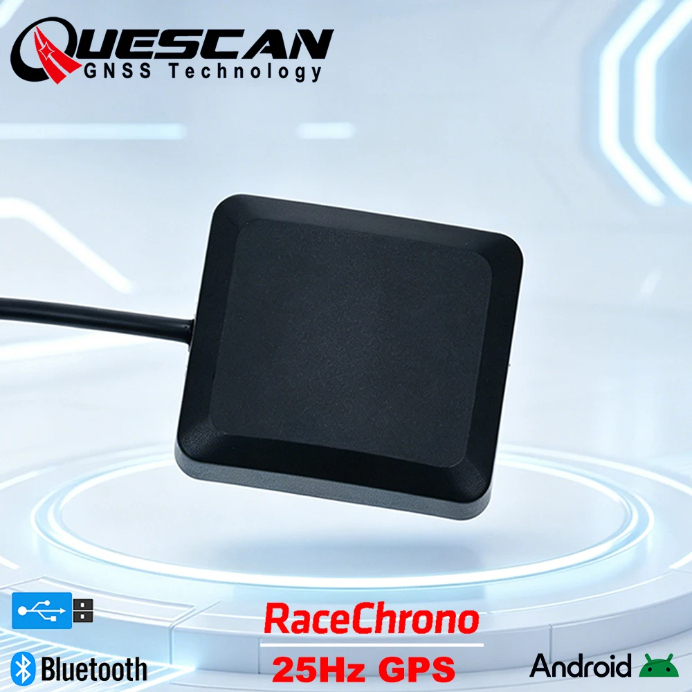 QUESCAN Windows Android 25Hz USB Bluetooth GPS Receiver for RaceChrono DIY RFCOMM NMEA 0183 GPS GNSS Karting Motorcycle Racing
