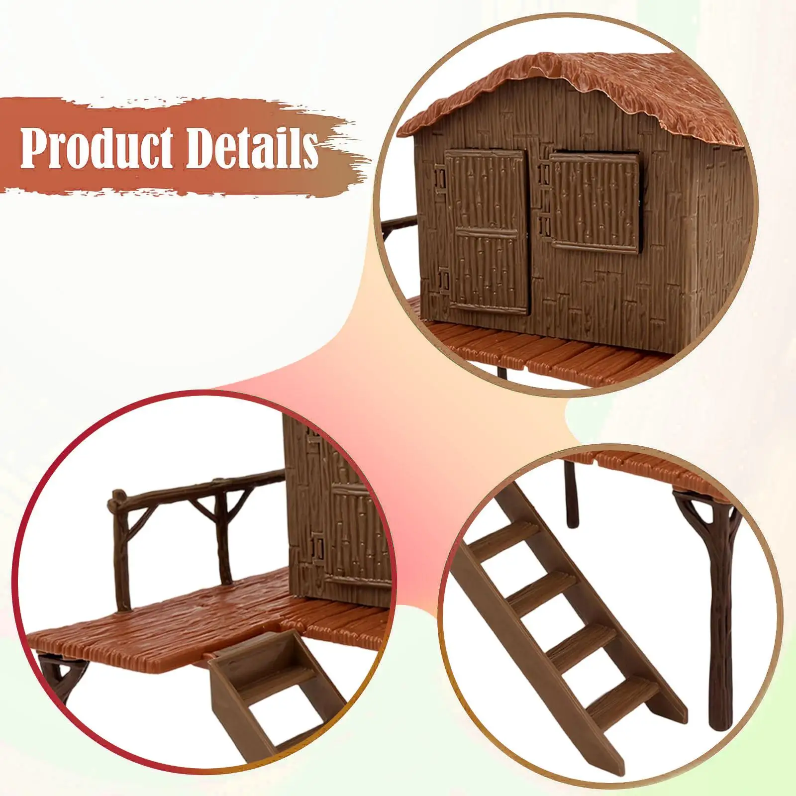 Kit de modelo de casa, telhado de palha, modelo de cena de casa, mini para hobby, mesa de areia, cenário ferroviário