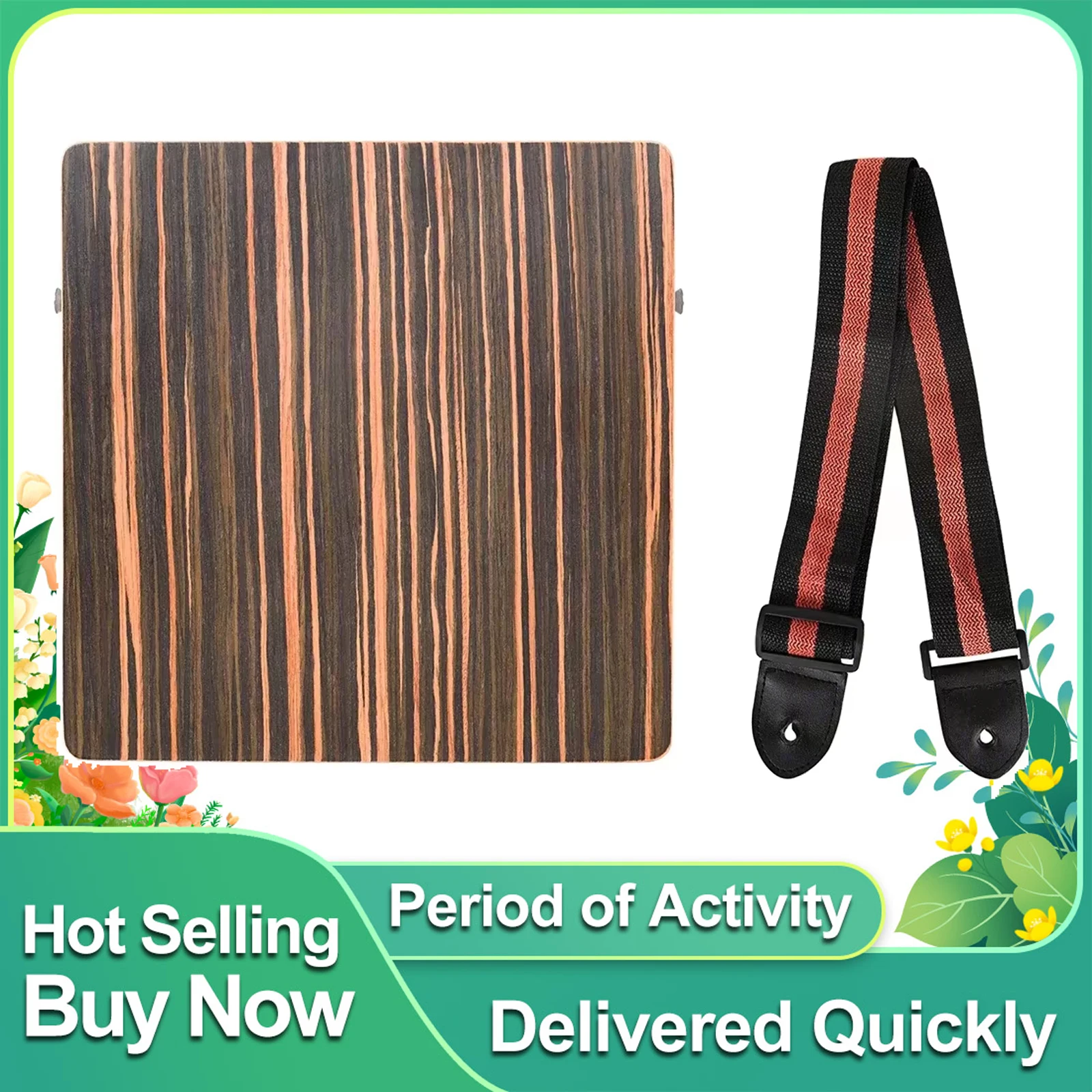 

Портативный кахон SLADE с верхом из эбенового дерева, барабан-тамбурин с ремнем для переноски, ударные инструменты