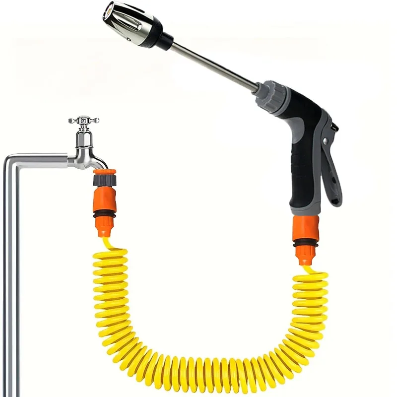 Garden EVA Spring Water Pipe, Long Handle High-Pressure Spray Gun, Adjustable Nozzle Mode, Garden Irrigation Supplies