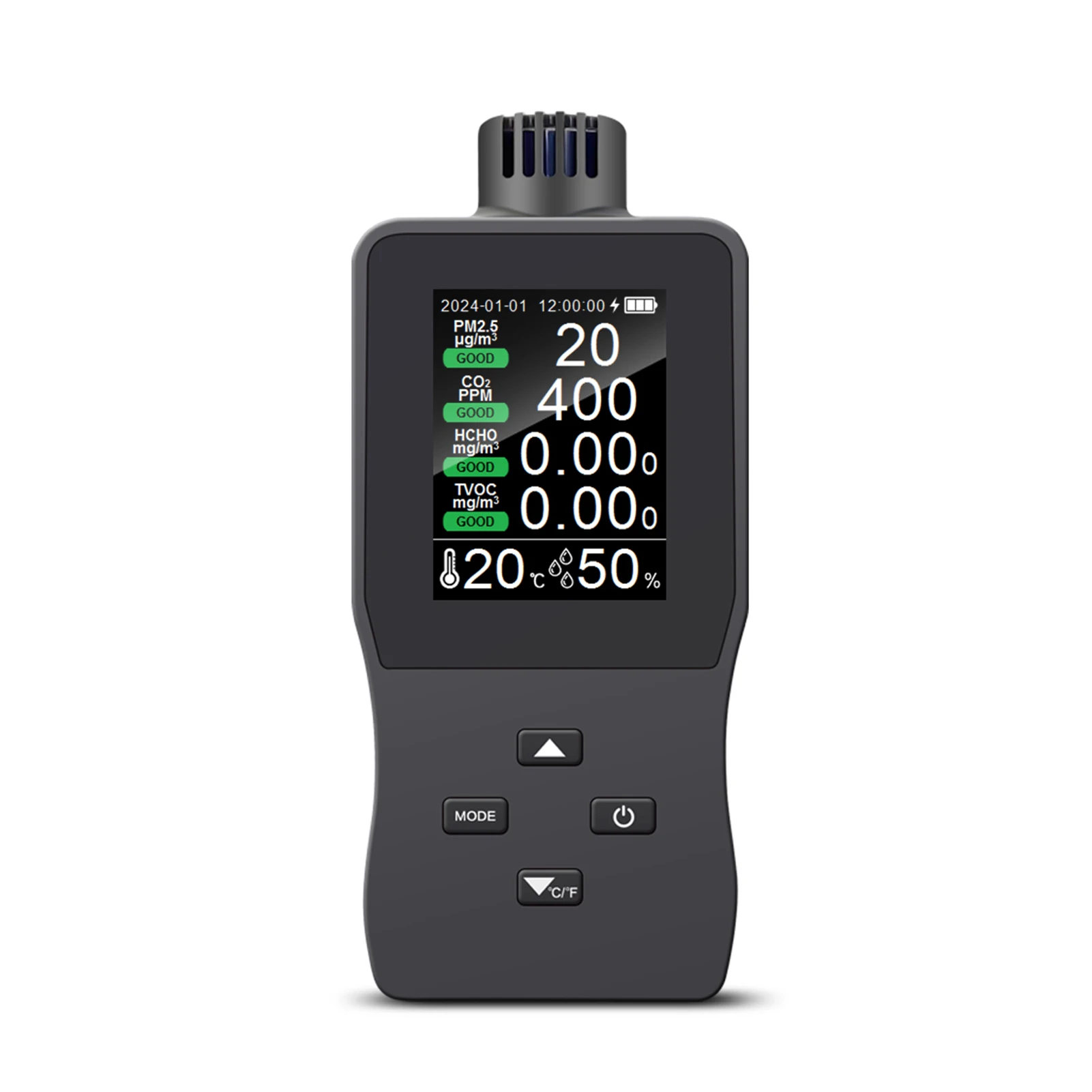 

Детектор качества воздуха A8-H: HCHO/CO₂/TVOC/PM2.5/температура/влажность, цветной ЖК-дисплей, высокоточный портативный монитор качества воздуха