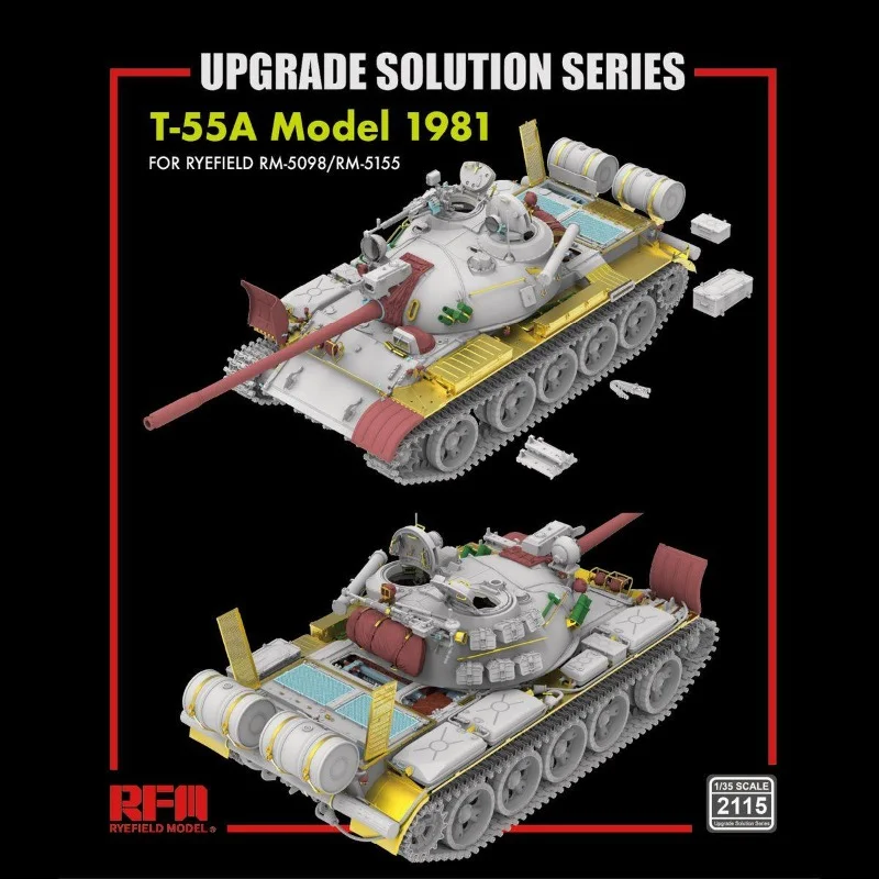

Ryefield RM-2115 T-55A tank 1981 model modification parts, for 5098 and 5155 1/35 Military Assembled Scale Model Kit DIY Toys