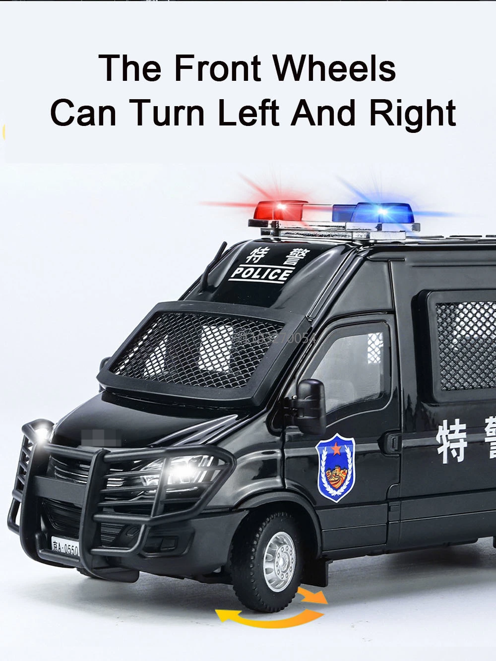 1/24 Scale Police Car Model Toys Alloy Diecast Metal Model Vehicles High Simulation With Light Sound Pull Back Children Gift Toy