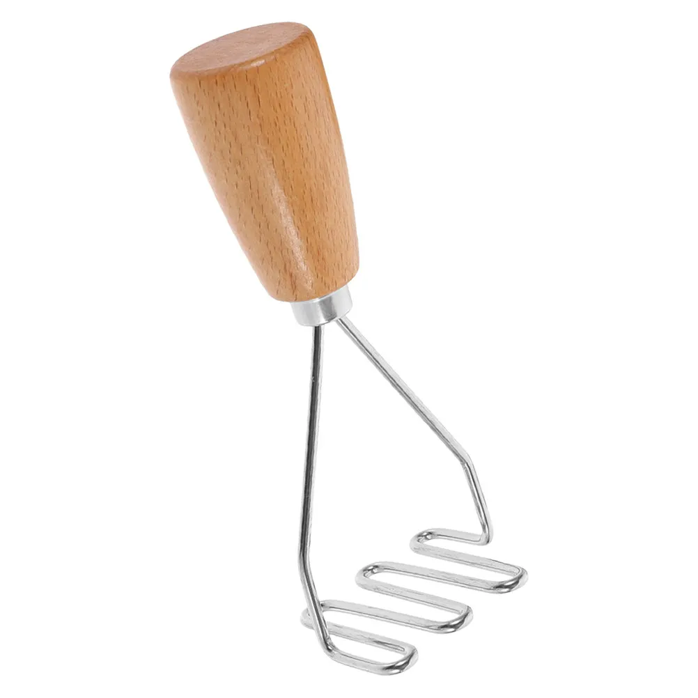 

Stainless Steel Potato Masher with Natural Wooden Handle for Mashing Potatoes Carrots Food Kitchen Tool Versatile