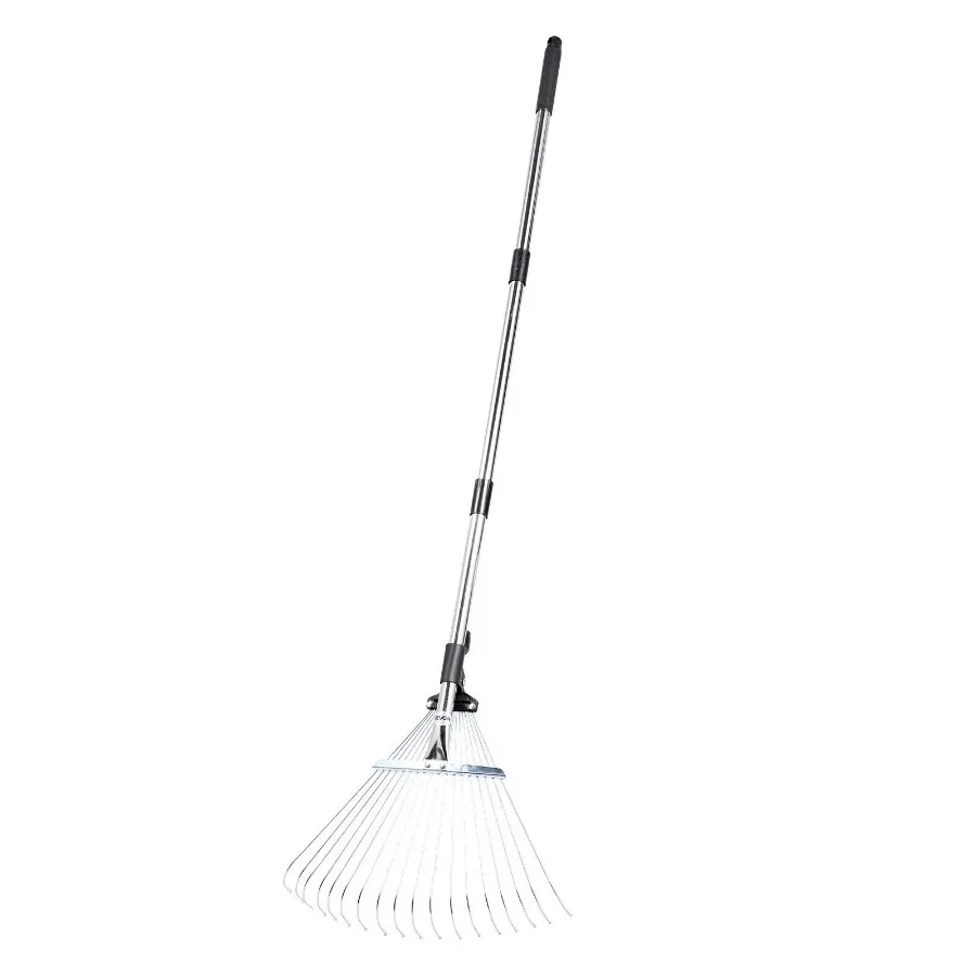 

Грабли для листьев 18, металлические зубцы, регулируемые садовые грабли для газонов с длинной ручкой 7,717,1 дюйма, 32,355,6 дюйма, сверхпрочная нержавеющая сталь St