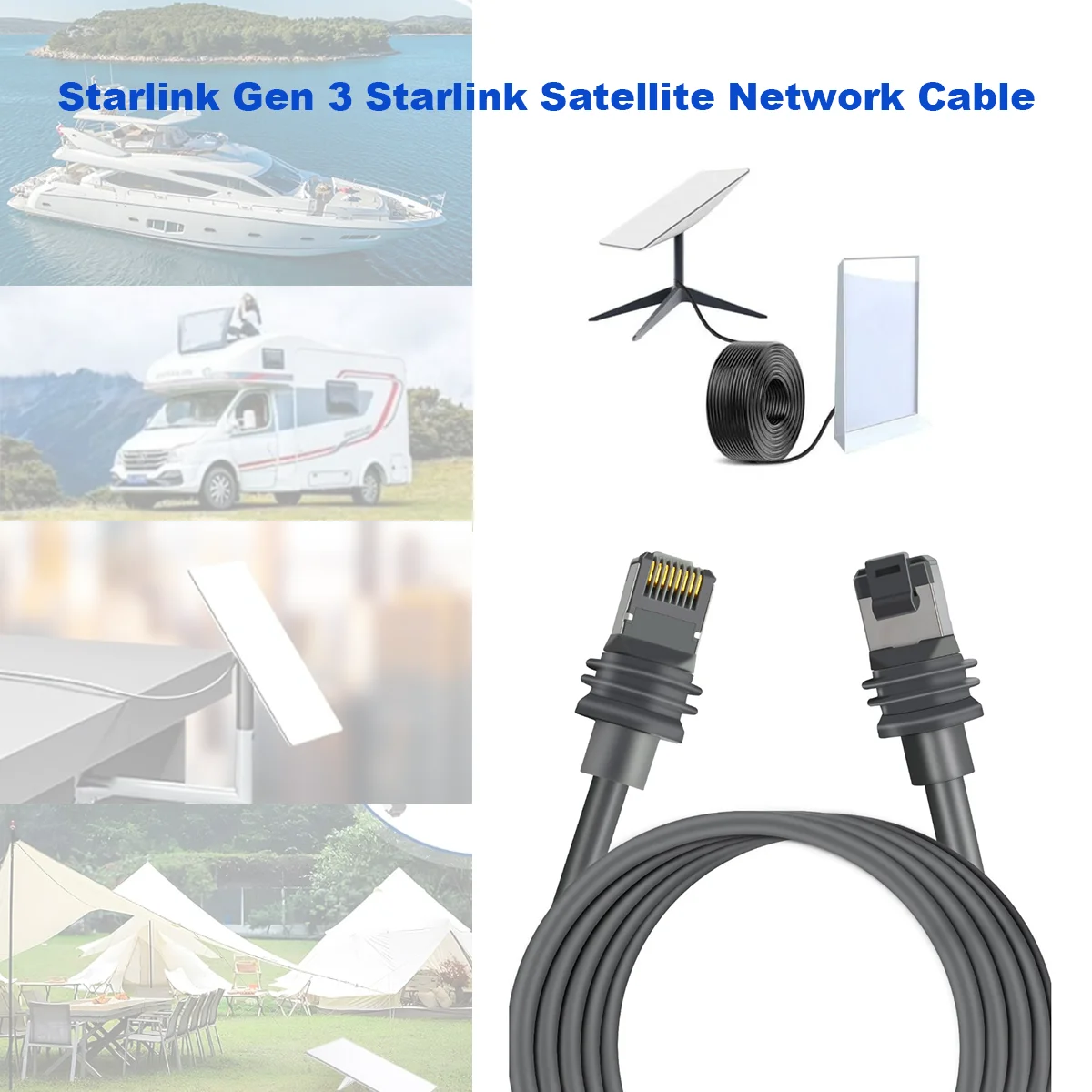 15m Network Cable for Starlink Gen 3 Cable Satellite Replacement Standard V3 Cable 1000 Mbps 26AWG RJ45 Extension Cable