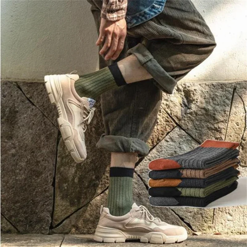 

1-5 пар мужских спортивных носков средней длины, мужские цветные впитывающие пот дышащие всесезонные универсальные повседневные хлопковые носки