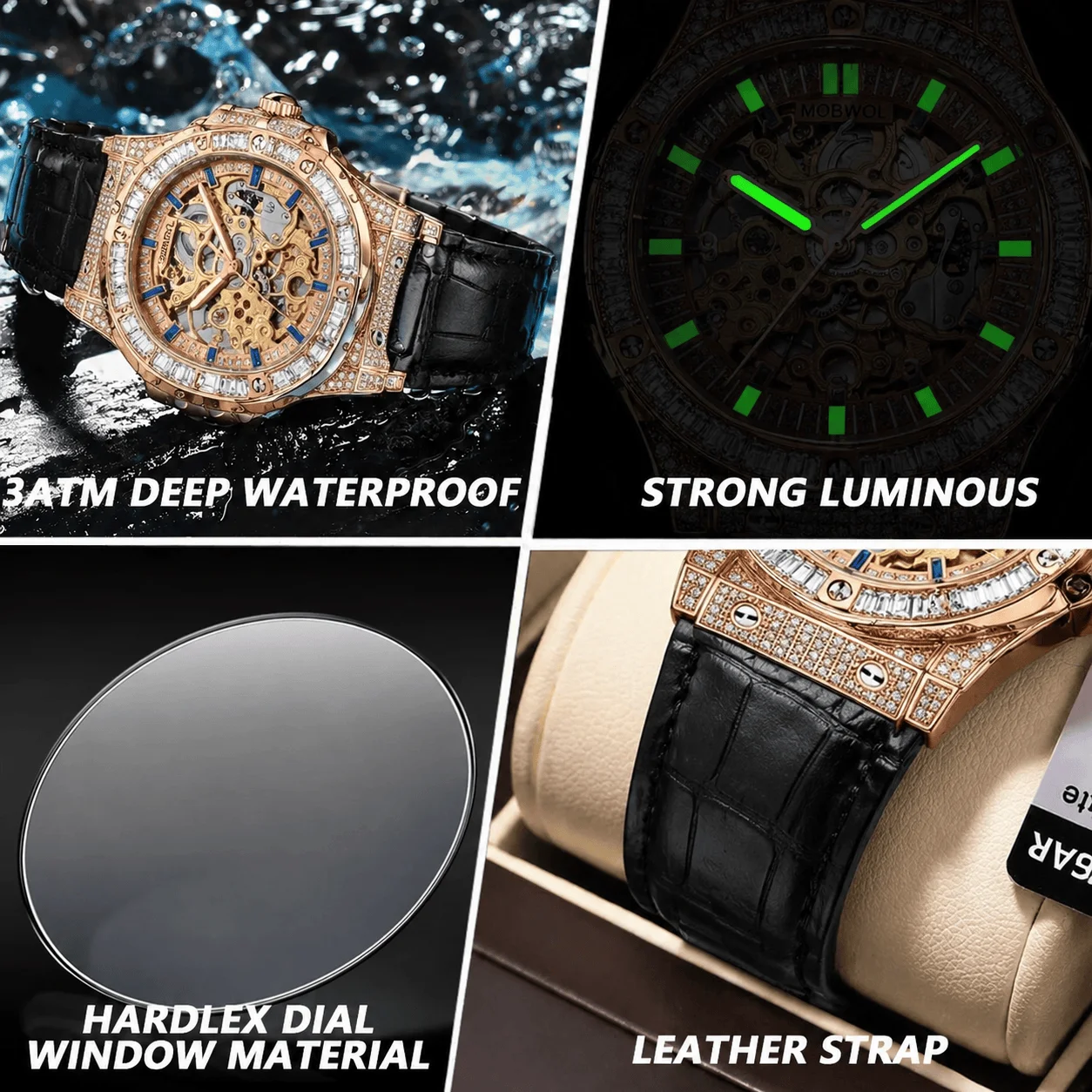 MOBWOL Orologio meccanico sche - Luxury Watch With Rubber Strap recensione e prezzo