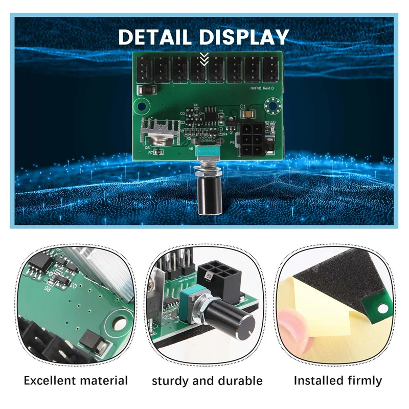 

Computer Case 12V Miner Fan Speed Controller 8-Channel Fan Hub PWM High-Power Violent Fan Controller Regulating Governor