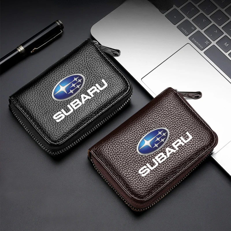 

1Pcs Genuine Leather Car Driver's License, ID Card, Bank Card Wallet For Subaru Impreza STI Forester Outback XV Crosstrek Legacy