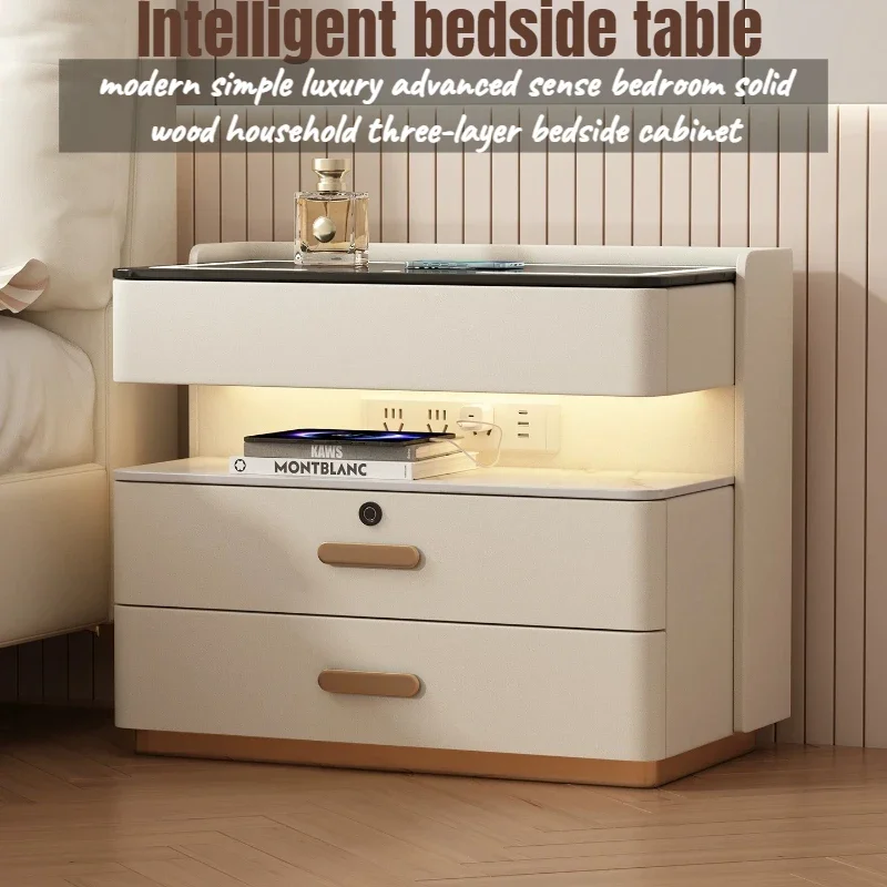 Apartment Modern Smart Bedside Table White Charging Nordic Smart Nightstand Coffee Luxury Comodini Living Room Furniture