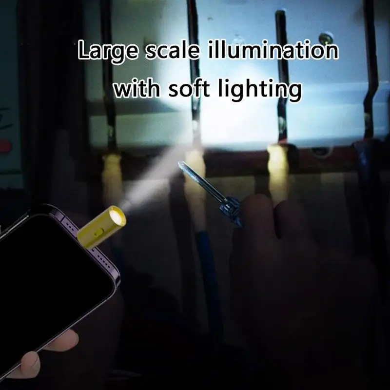 652F Mini Type C Flashlight Plugs In Design LED Torches For Camping Backpacks