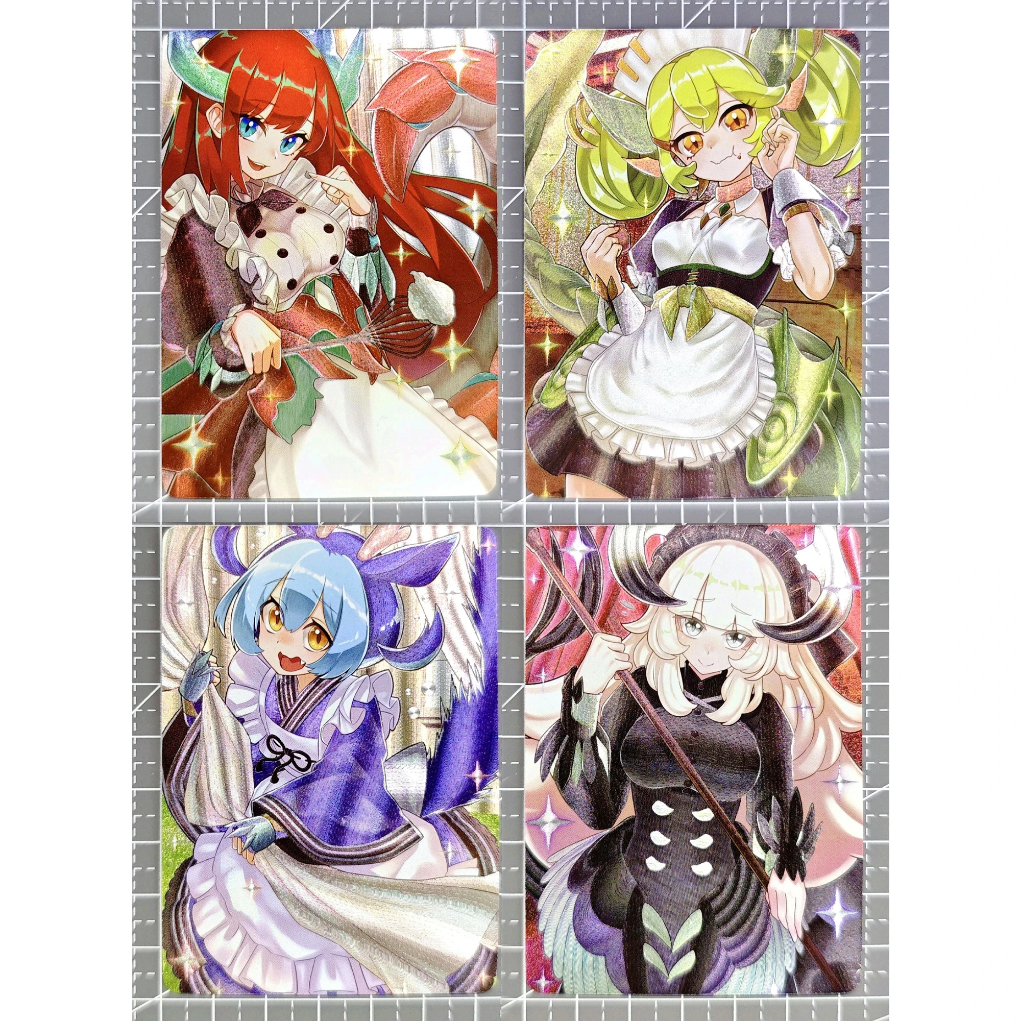 

4Pcs/set Yu-Gi-Oh! Dragonmaid Series Texture Flash Card Diy Self Made Classic Game Anime Collection Card Gift Toy