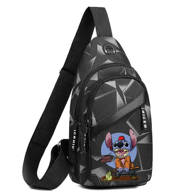 Disney-Bolsa de Peito Multifuncional Masculina Lilo & Stitch, Bolsas Casual Crossbody, Bolsa Esportiva Versátil, Bolsas de Viagem na Moda, 2024