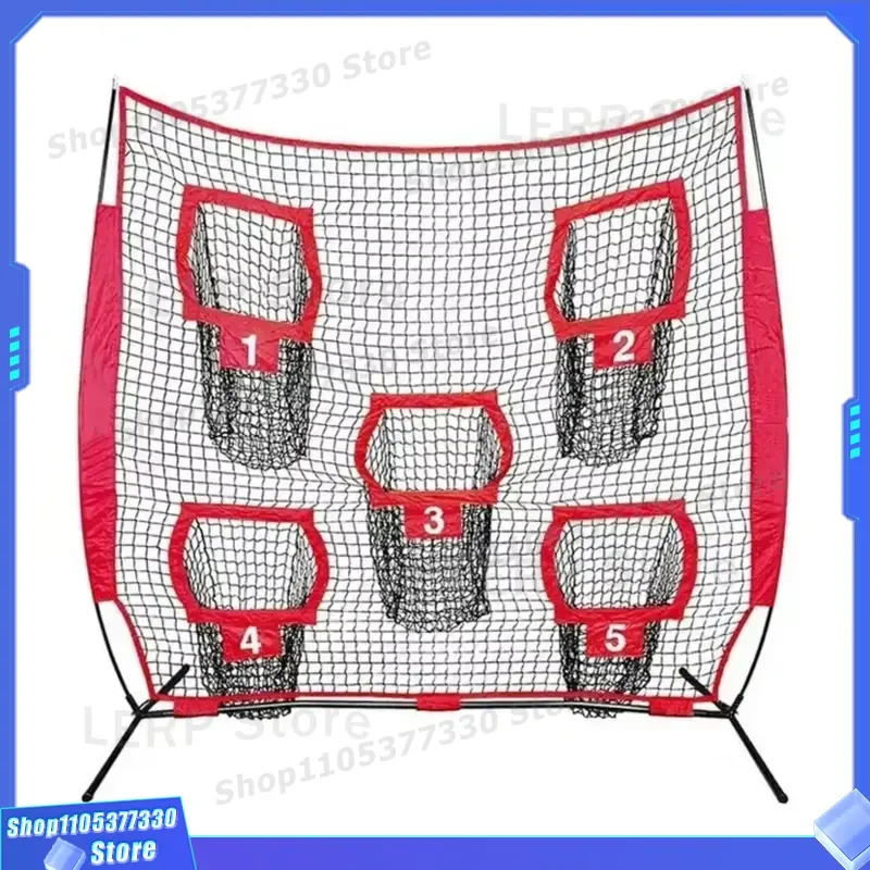 8x8ft Baseball Throwing Net with 5 Targets Portable Practice Cage for Coach Training Equipment Includes Convenient Carry Bag