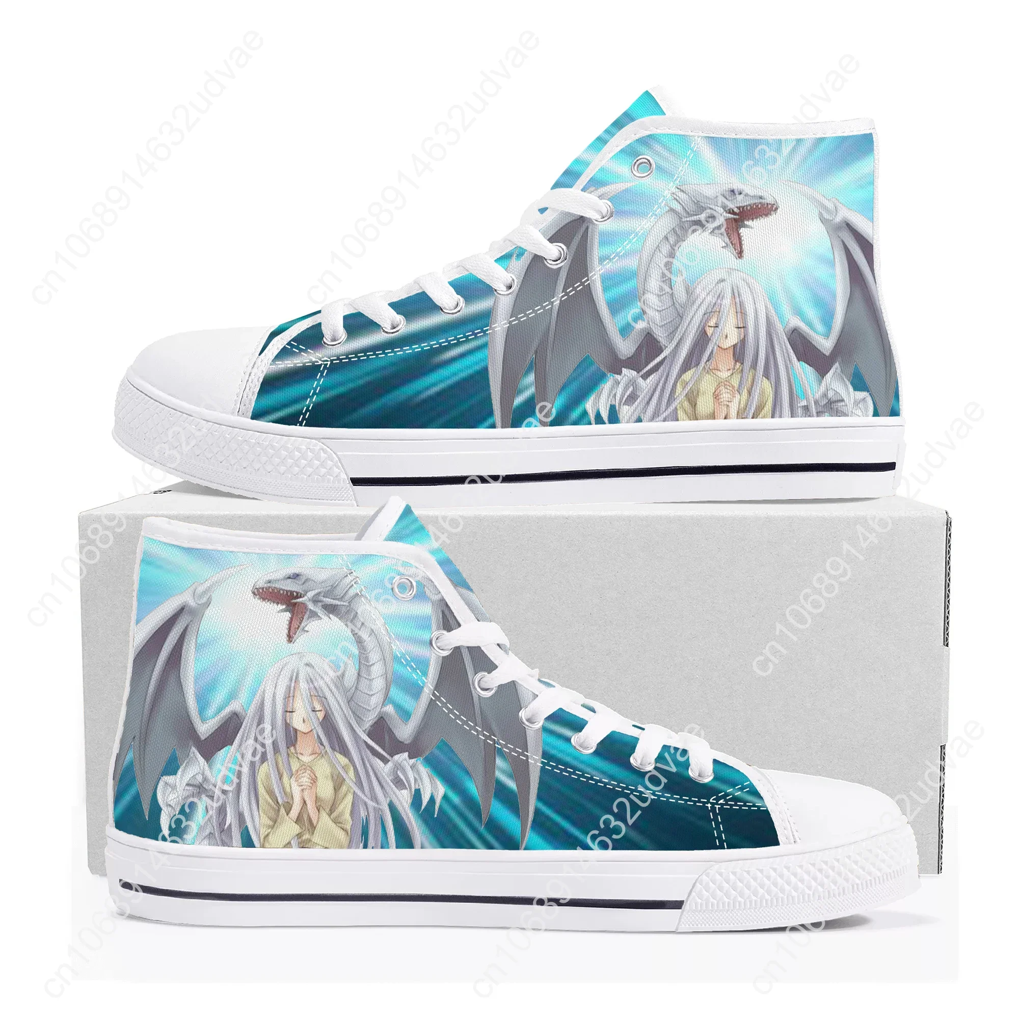 Blue Eyes White Dragon YuGiOh Seto Kaiba High Top Sneakers pour hommes et femmes, chaussures de couple décontractées pour adolescents, chaussures personnalisées, toile de rencontre