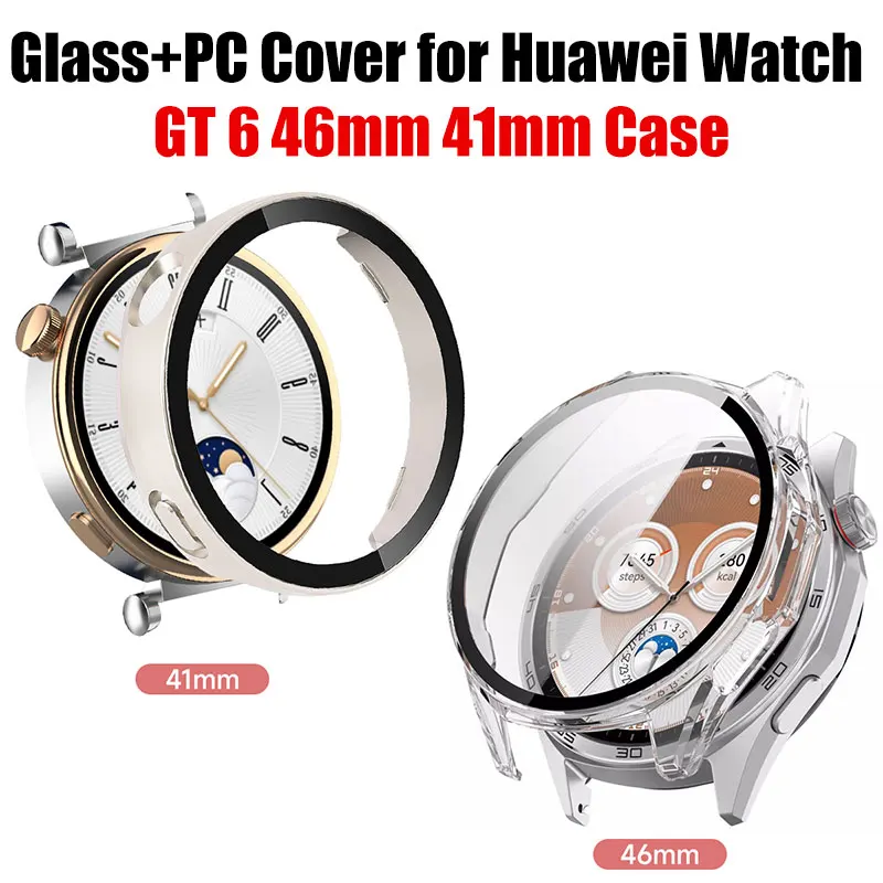 Glas + PC Cover voor Huawei Horloge GT 6 46mm 41mm Case Volledige Dekking Beschermende Bumper voor Huawei GT 6 46mm Case Gereedschap Accessoires