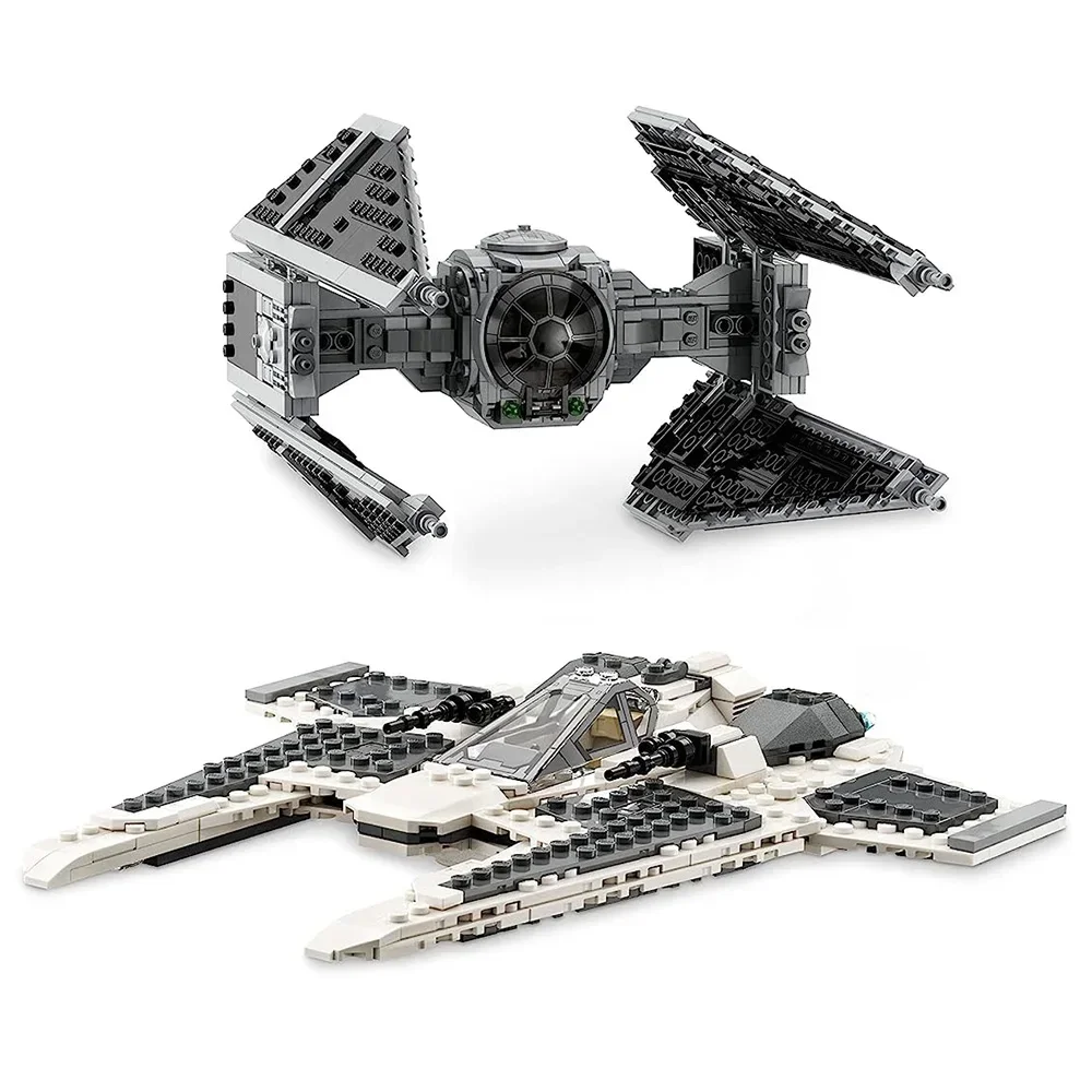 LEGP Fighter Plane Model Toy,Mandalorian Fang Fighter vs TIE Interceptor Building Blocks Set,Star Fans to Make and Display