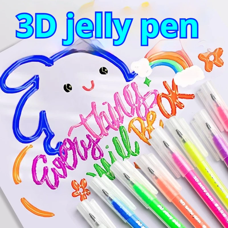 6-18pcs Glaze 3D Ink Pen Gelly Roll Gel Pens 1.0mm Bold Sparkling Colored Writing for Lettering Drawing DIY Decorate Journaling