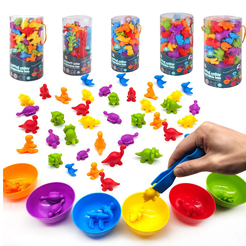 Arco-íris classificação jogo animal quebra-cabeça brinquedo dinossauro tráfego cor correspondência jogo montessori educação brinquedos sensoriais para crianças pré-escolar