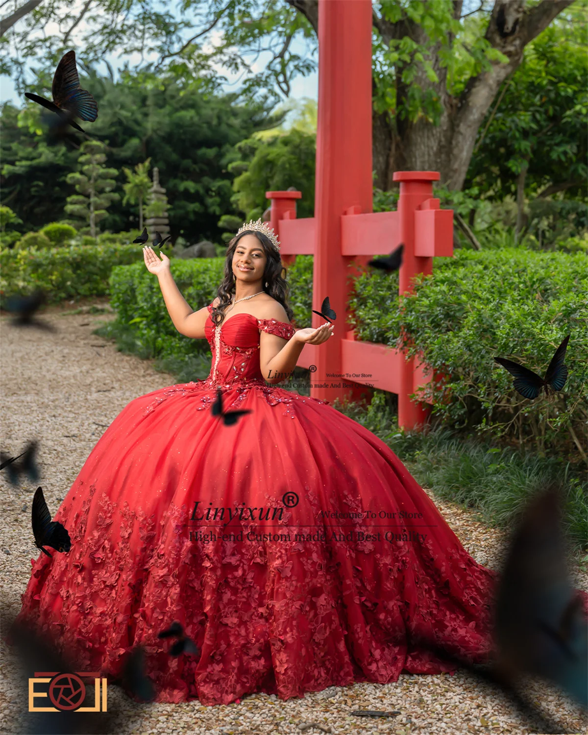 

Princess Quinceanera Dress Ball Gown Red Lace Applique Beading Mexico Corset Sweet 16 Birthday Off Shoulder Vestidos De 15 Años