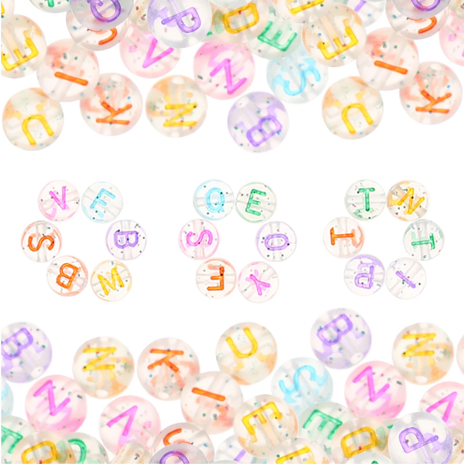 الحروف الملونة المستديرة DIY الخرز سحر فضفاض الاكريليك الأبجدية الخرز صنع المجوهرات الحرفية سوار قلادة الإمدادات #4