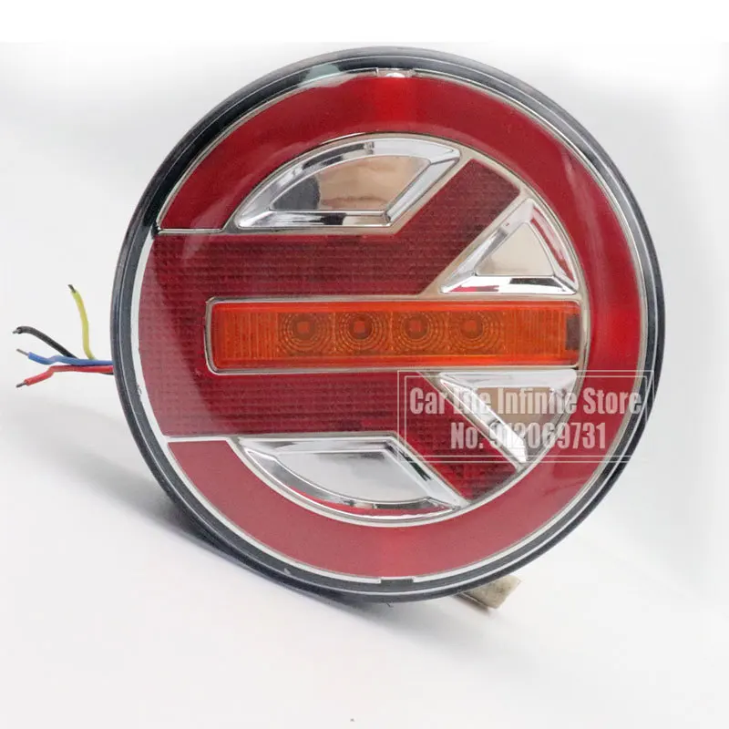 12V 24V Round Tail Light Sequential Dynamic Turn Signal Light LED Brake Reverse Lamp Tractor Van Rear Light For Truck Trailers