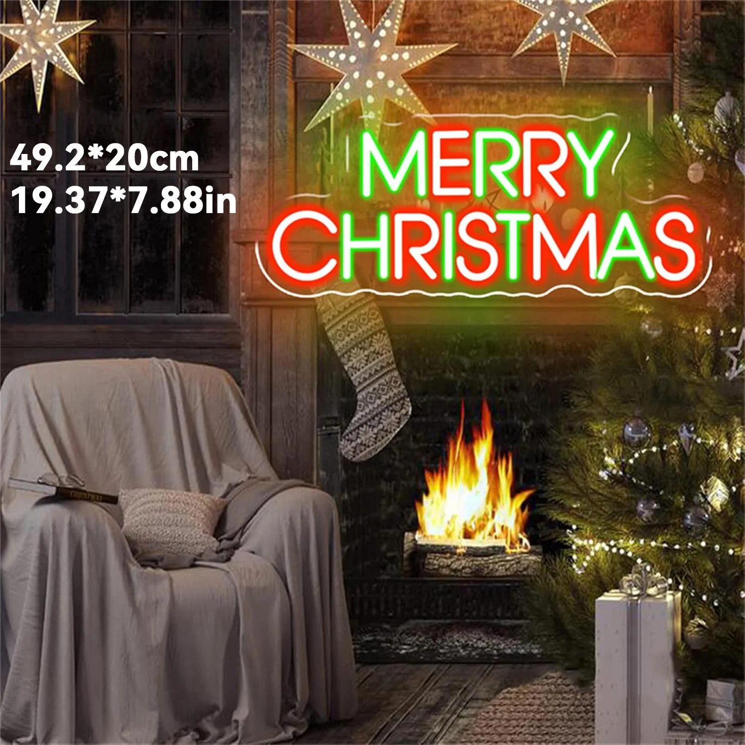 

Большой размер, неоновая вывеска с Рождеством, красочная светящаяся вывеска, настенный декор для управления переключателем, спальни, гостиной, бара, вечеринки