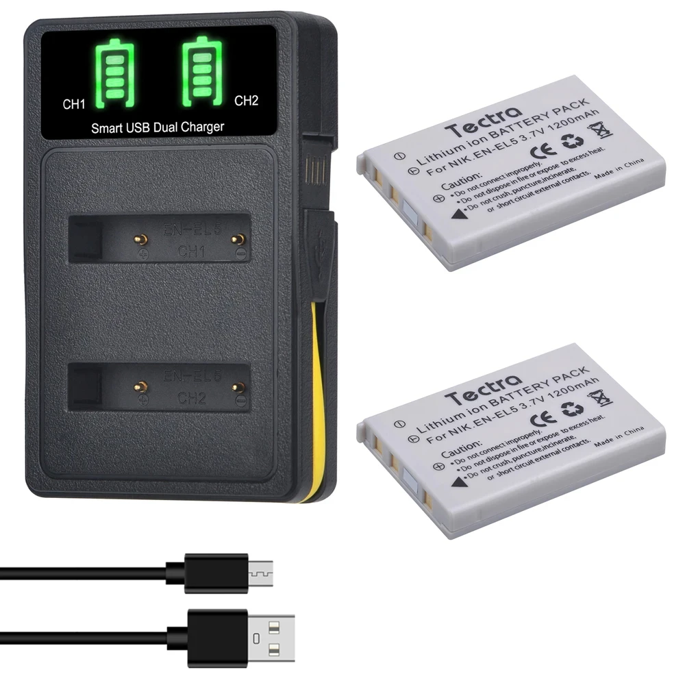 1200mah EN-EL5 Bateria ENEL5 Battery + LED Charger for Nikon Coolpix P530 P520 P510 P100 P500 P5000 P5100 P6000 3700 4200