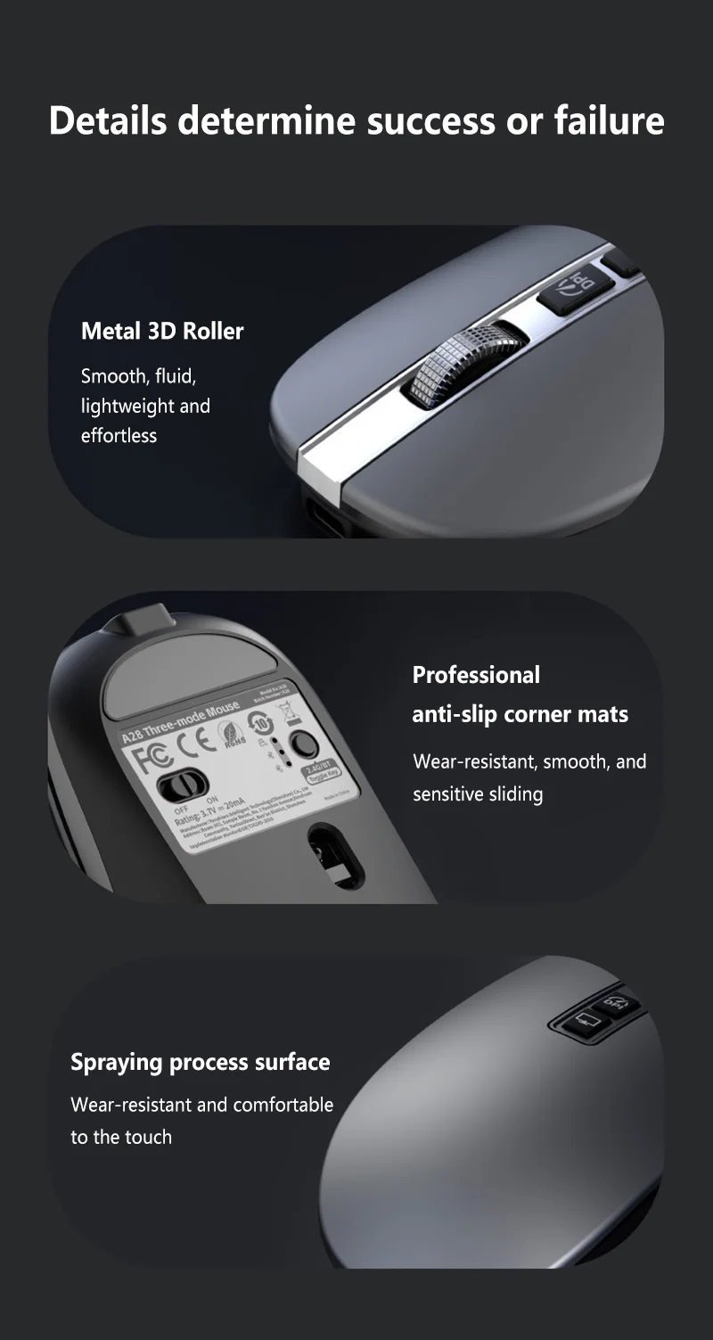 Lenovo Wireless Mouse Ultra Slim Silent Rechargeable 2.4G Bluetooth Portable Optical Mouse for Laptop PC Office Computer
