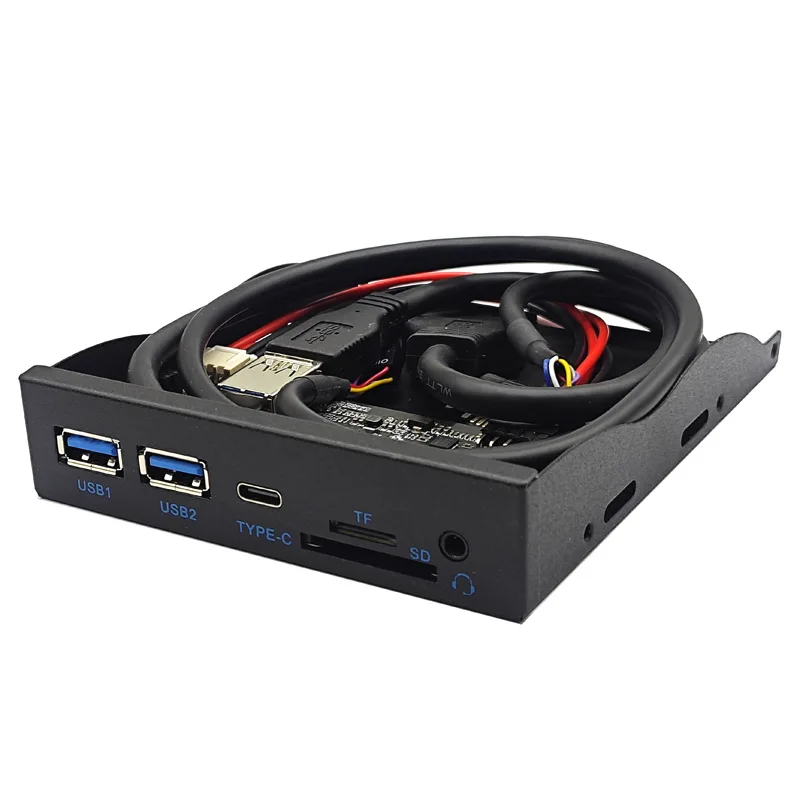 

3.5 Inches USB Hub Front Panel 19PIN to C Port with 2xUSB3.0, 1xTYPE C, HD Sound, SD Card/TF Card Reader for OS X, Linux