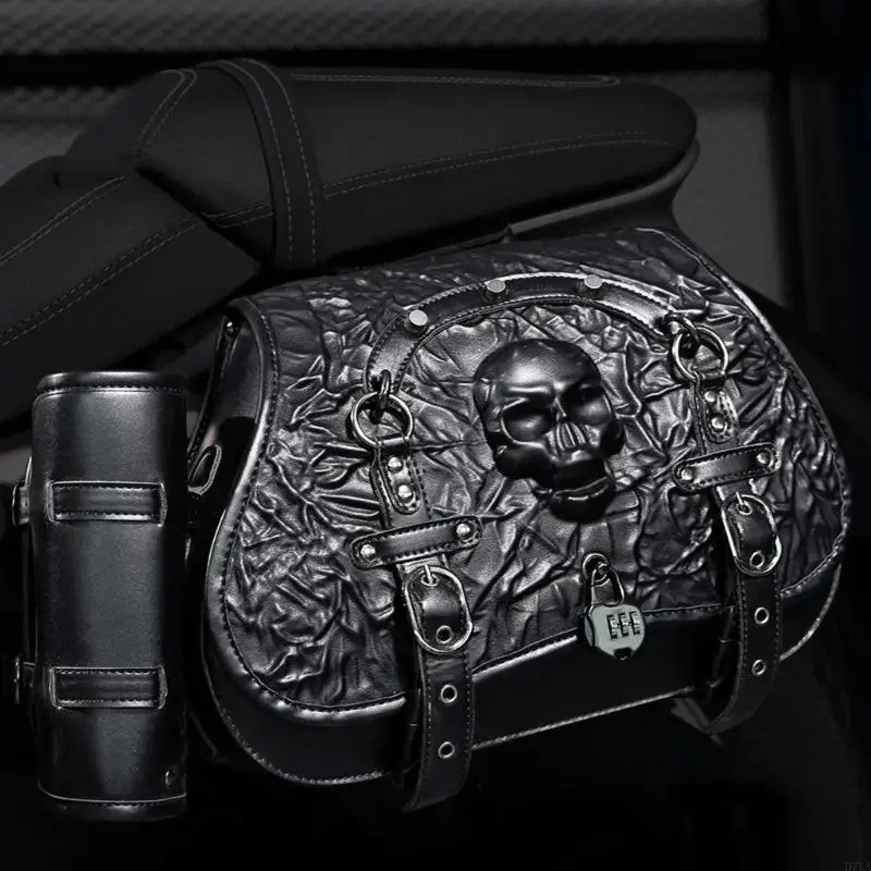 حقائب السرج لراكبي الدراجات النارية العالمية تصميم قابل للإزالة مقاوم للماء مع قفل مضاد للسرقة وتخزين عالي السعة X37F #2