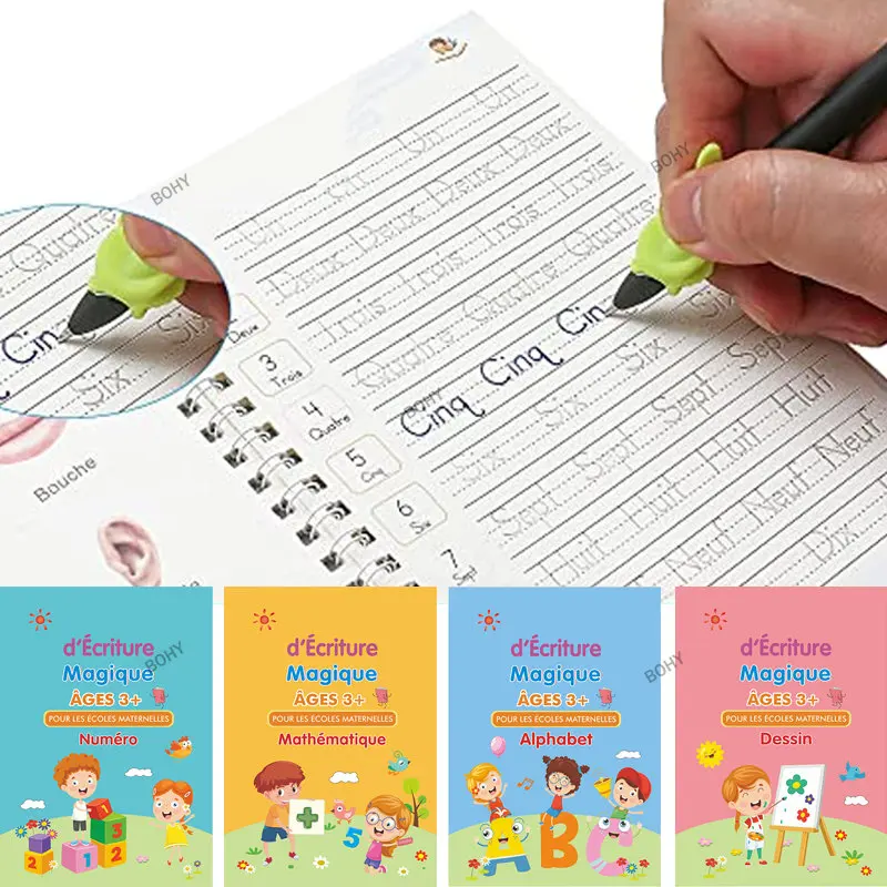 French Calligraphy Writing French Magic Book English Erasable Kid Can Reuse Writing Exercise Book Practice Learning Writing Book