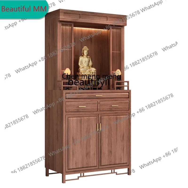 xxCustomized New Chinese Style Avalokitesvara Altar Black Walnut Clothes Closet God of Wealth Company Home Worship Table